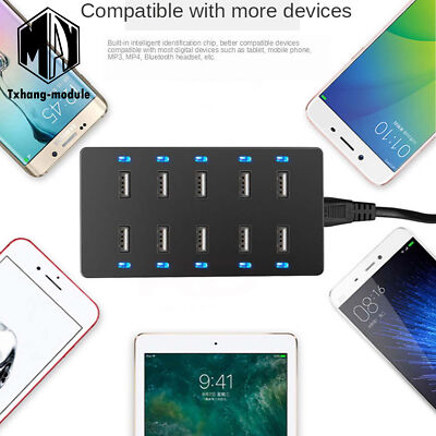 10 Port 5V USB Charger Fast Charging Desktop Charger Multiple Device Adapter US