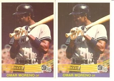2 CARD 1984 DONRUSS OMAR MORENO BASEBALL CARD LOT  #637