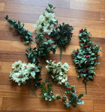 Vtg Christmas Picks 11 Piece Plastic Greenery Berries Floral Arrangements Retro