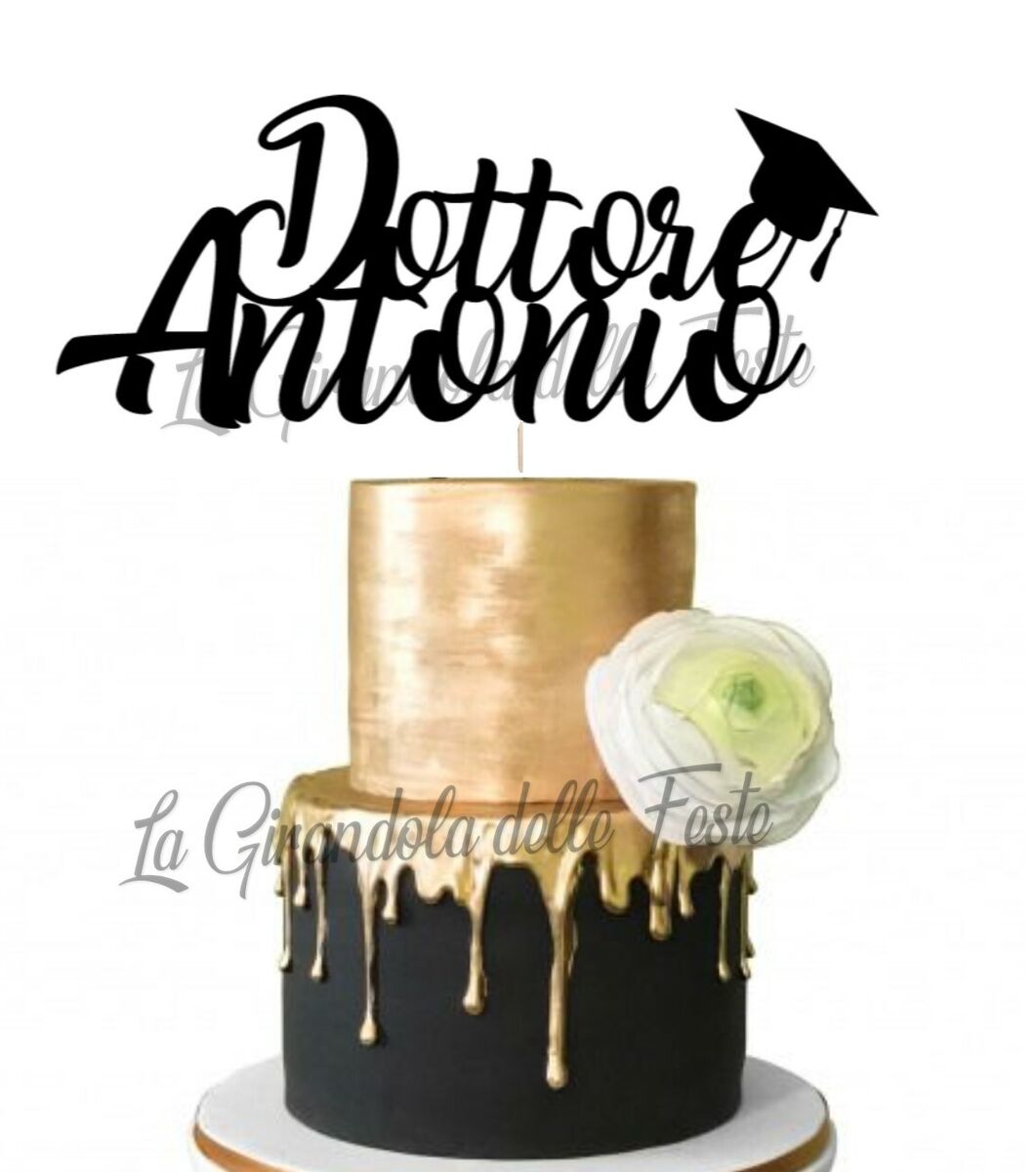 CAKE TOPPER LAUREA Glitter PERSONALIZZATO con nome Decorazione torta  DOTTORE