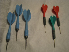 Set of 6 Vintage Colorful Plastic Darts 3-Crown Recreation  3-Hong Kong