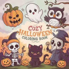 Cozy Halloween Coloring Book: Bold Easy Spooky and Cute Designs for Kids and A