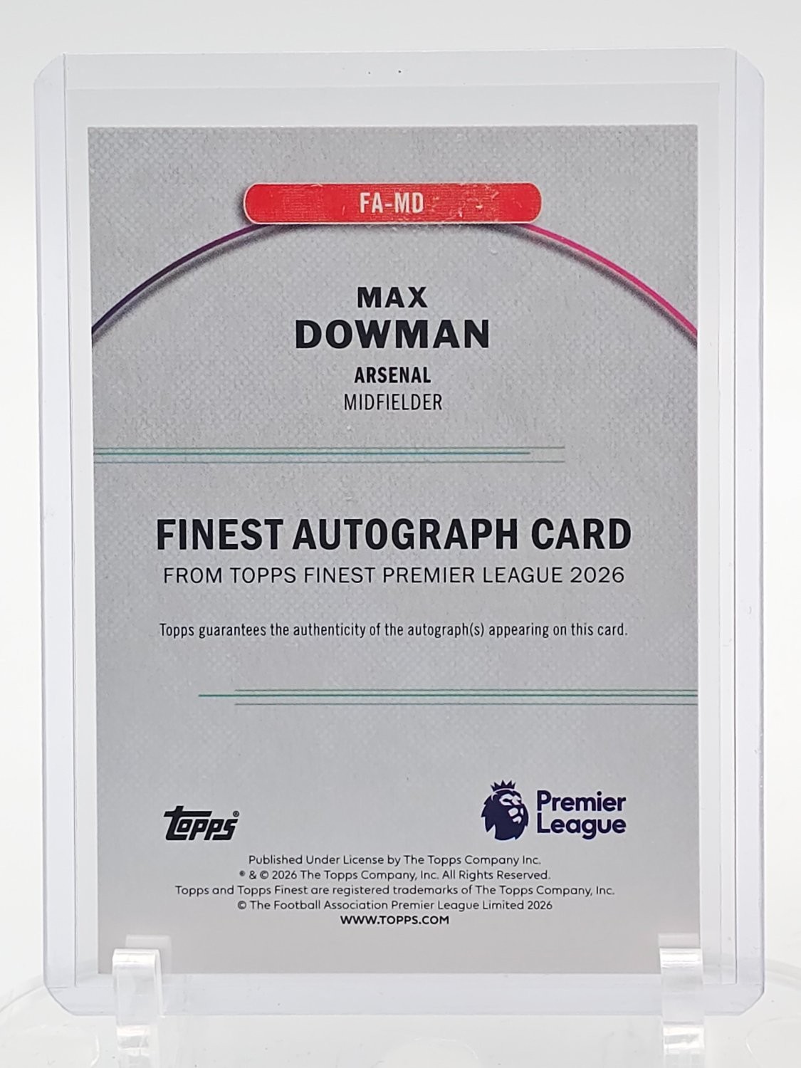 MAX DOWMAN 2025-26 TOPPS FINEST PREMIER LEAGUE AUTO ROOKIE RC #FA-MD Q0M-661 view 2