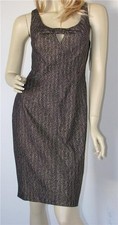 David Meister Dress Size 8 Black Gold Stretch Peek a Boo NEW retail 255