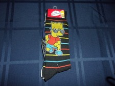 THE SIMPSONS 2 PAIR CREW SOCKS NEW BART HOMER BLACK BLUE
