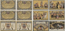 Bonn  4x 50 Pf , 1 Mk , 2 Mk Stadtsoldaten Corps Serienscheine  Notgeld  G/M:141