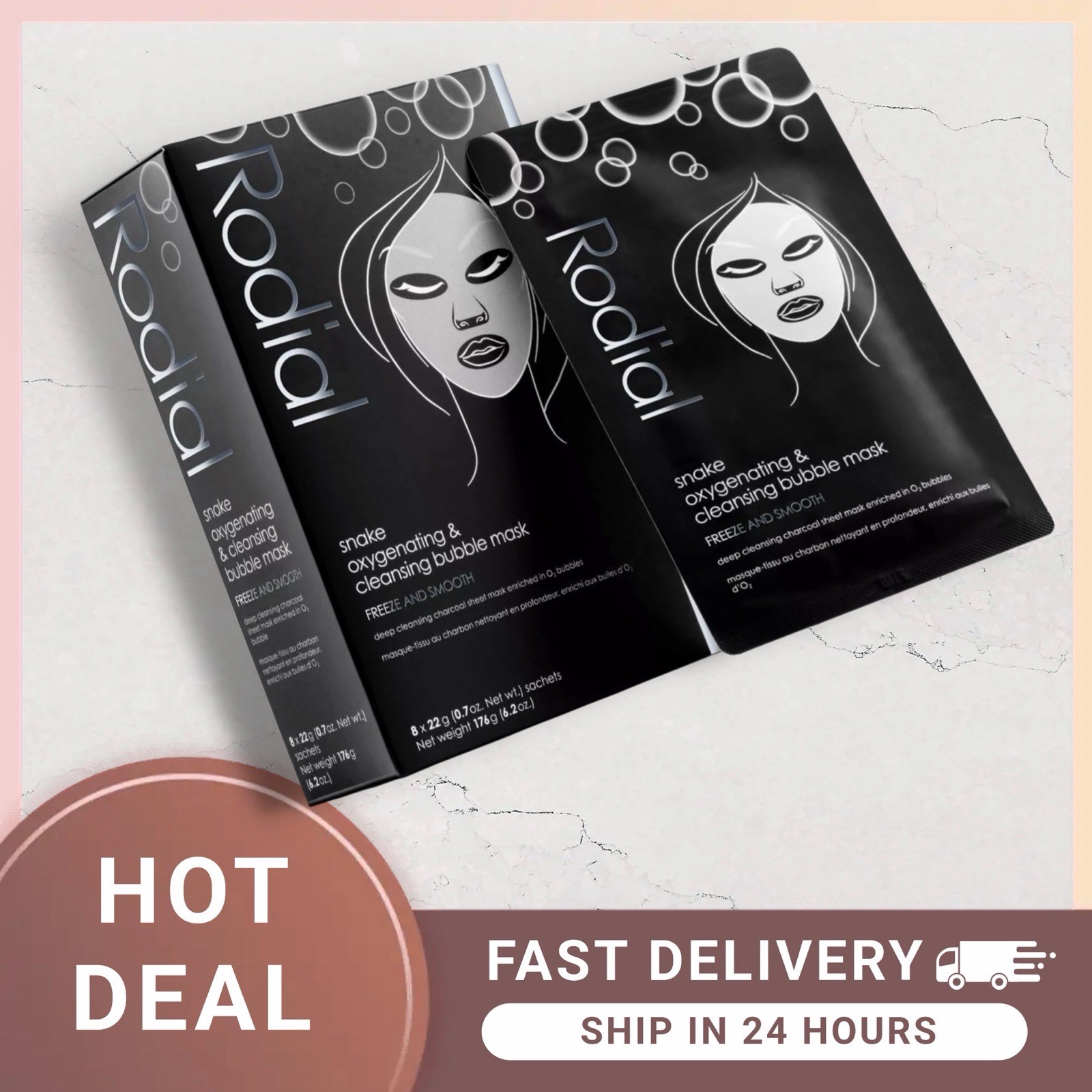 Rodial Snake Oxygenating & Cleansing Bubble Sheet Mask - 8 Masks x 22g RRP£94