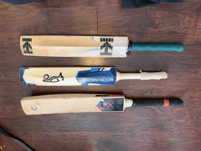 Lot of 3  English Willow Cricket Bats, Kookaburra, Maxed