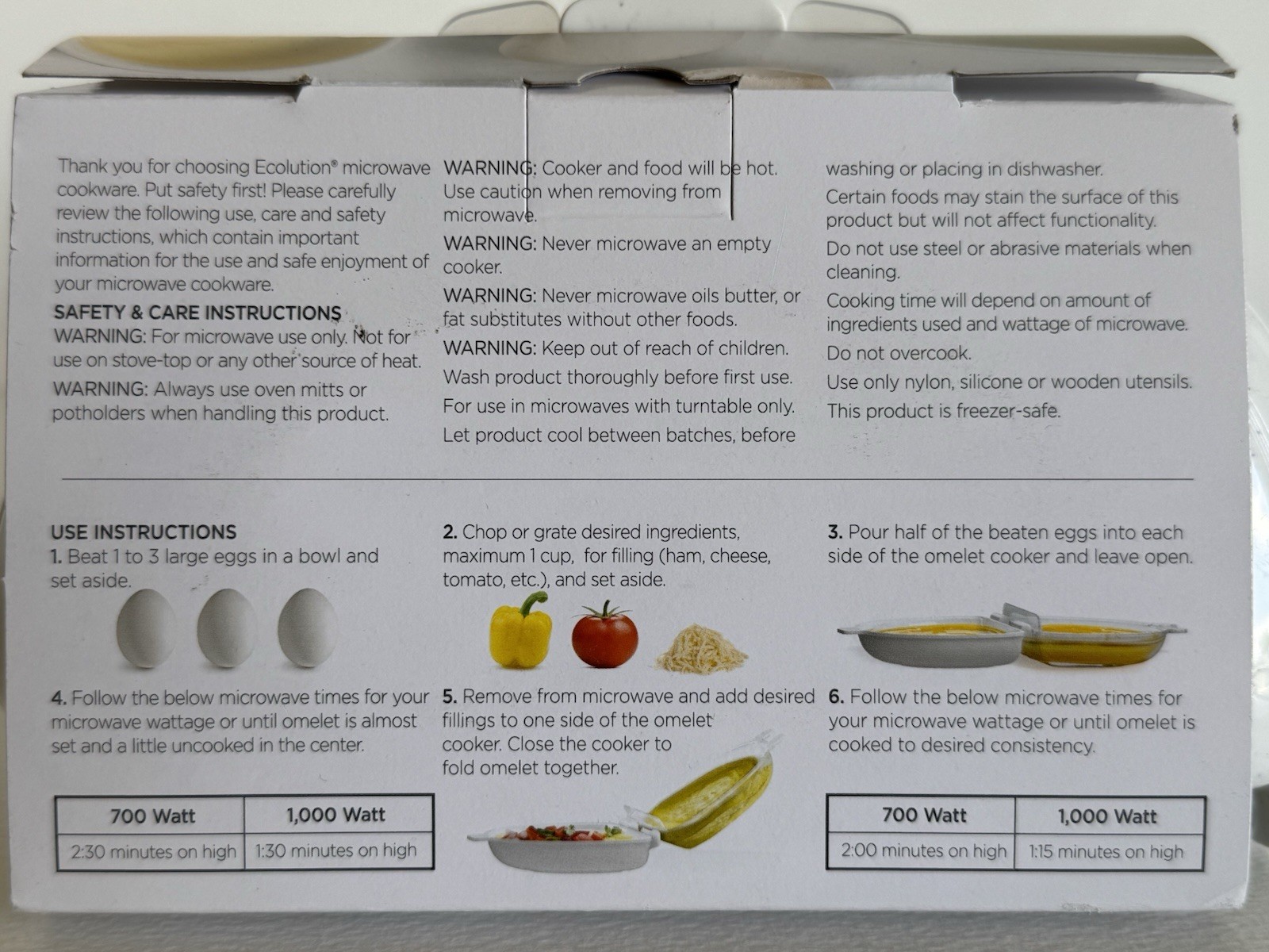 Ecolution  Omelet Wave Microwave Omelet Cooker White, New with tag