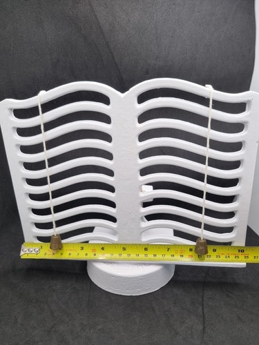 Victor England Cast Iron Book Stand Rare White Enamel Vintage Cookbook Holder - Foto 14 di 15