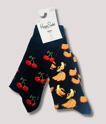 Happy Socks 2 Set Unisex Cherries & Bananas RRP£22 UK Men 7.5-11.5 Women 7-11
