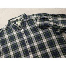 LL Bean Mens Flannel Shirt XL Tall Traditional Fit Plaid Green Blue Button Up