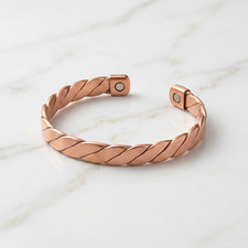 Pure Copper Heavy Twist Magnetic Bracelet Arthritis Pain Therapy Cuff Bangle