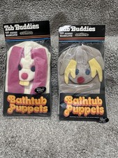 Vintage 1982 Tub Buddies Bobbin&rsquo; Bunny& Rainy The Deer Puppet Washcloth RARE NIP