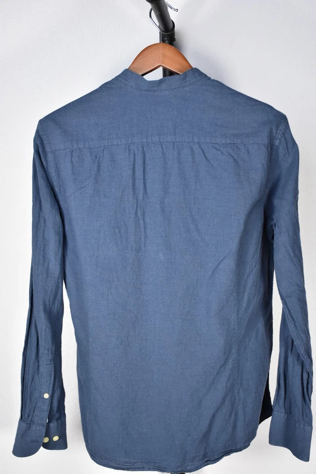 Camisa Hackett London Para Hombre Grande Calce Ajustado 100% Algodón Azul Marino Cuello Banda Foto 3 de 4