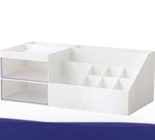 Cosmetic/Makeup Vanity Organizer Box, Mini Desk Storage for Office White