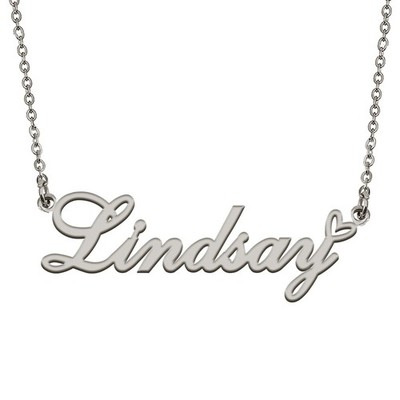 Personalisierte Lindsay Namenskette Silber Edelstahl für Damen personalisiert J