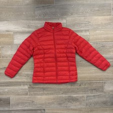 Amazon Essentials Women's L Red Lightweight Long Sleeve Full Zip Puffer Jacket