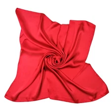 Silk Feel Solid Color Square Scarves 27" X 27”(Dark Red)