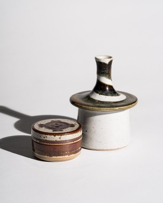 Curated Danish Studio Ceramic Ensemble Vase Jette Andersen & Box Marianne Starck
