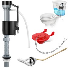 Universal Toilet Flusher Replacement Kit, Fill Valve, 2-Inch Flapper, Side Mo...