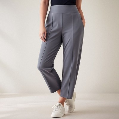 Athleta Stellar Wide Crop Pants Sz 12 Tall Coastline Blue UPF 50+ Pockets Travel