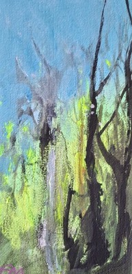 Spring Woods 5.  Original Mixed Media Gemälde auf Leinwand.