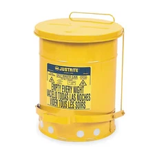 Justrite 09101 Oily Waste Can,6 Gal.,Steel,Yellow