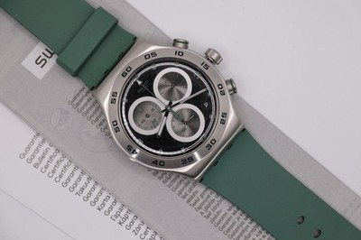 New LImited Swatch Unisex CHRONO CARBONIC GREEN YVS525 SWISS MADE