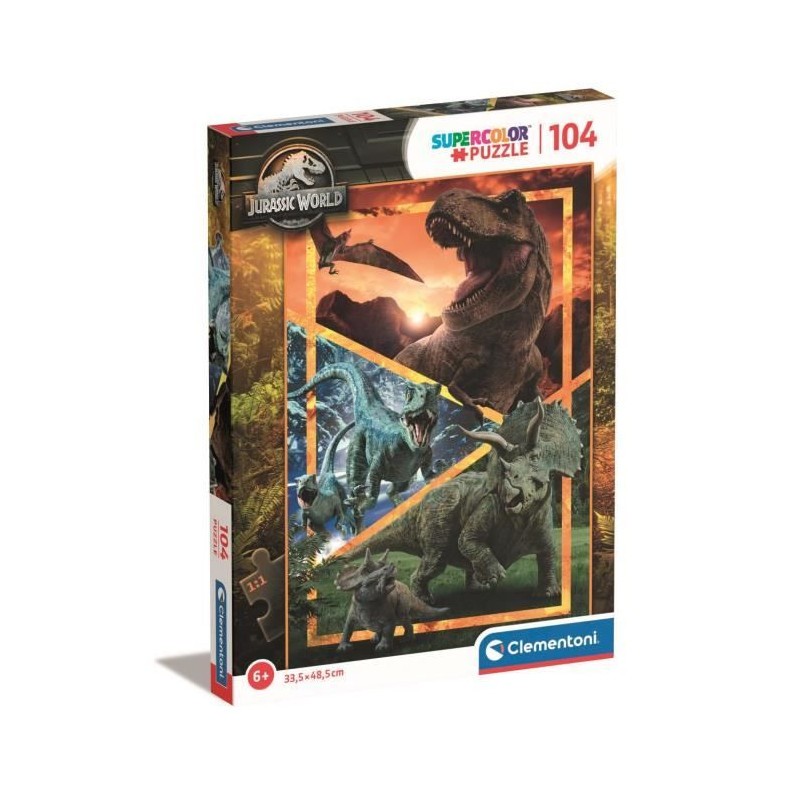 Puzzle Clementoni de 104 pièces édition Super Color Jurassic World robuste