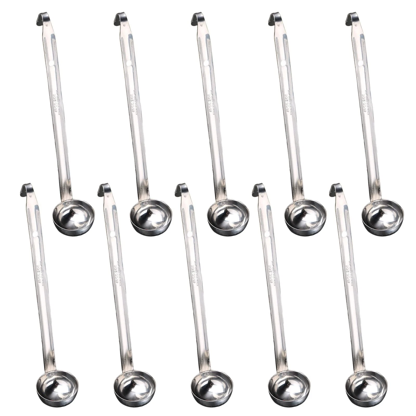 10 Pcs 2 oz Soup Ladle Stainless Steel Ladle with Long Hook Handles Portion C...