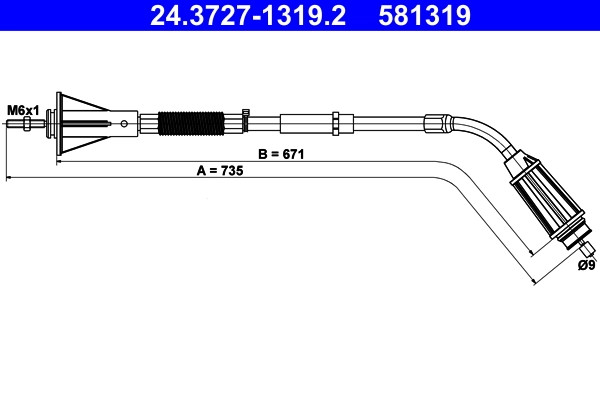 Zugdraht, Handbremse ATE 24.3727-1319.2 Volvo 30794734-image