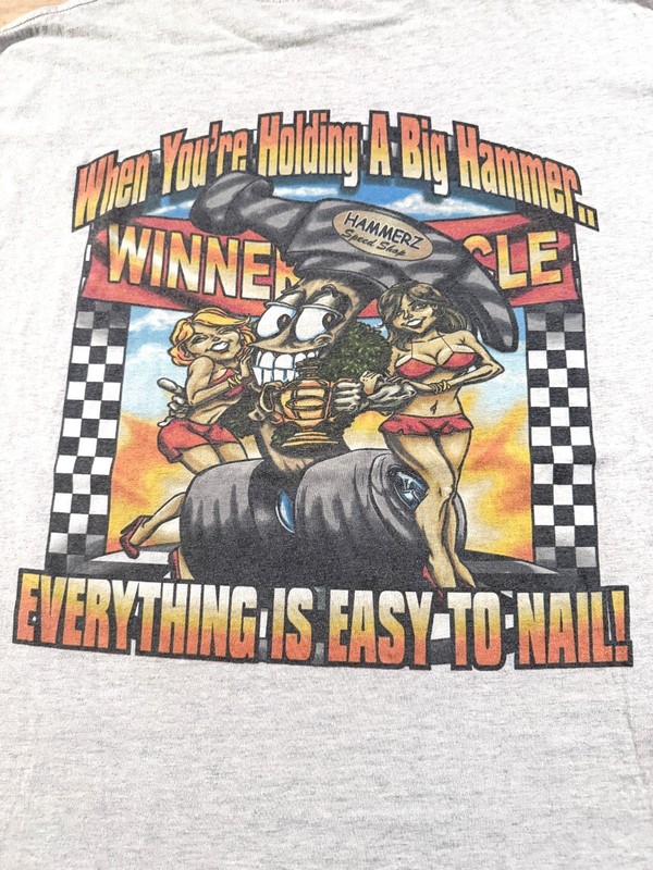 Vintage 90s Hammerz Easy to Nail Shirt 2XL Rare Big Johnson Sex Humor Pinup
