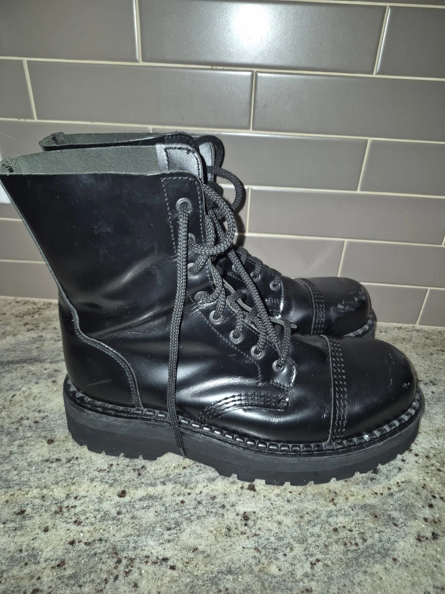 London Underground Leather Ankle Combat Boots-LUW016 Chunky‎ Sole Punk 8.5M London underground chunky brown - Gem main image 3