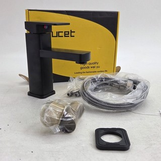 Faucet Basin Mixer Tap Bathroom Square Style Modern Matte Black Boxed Unused