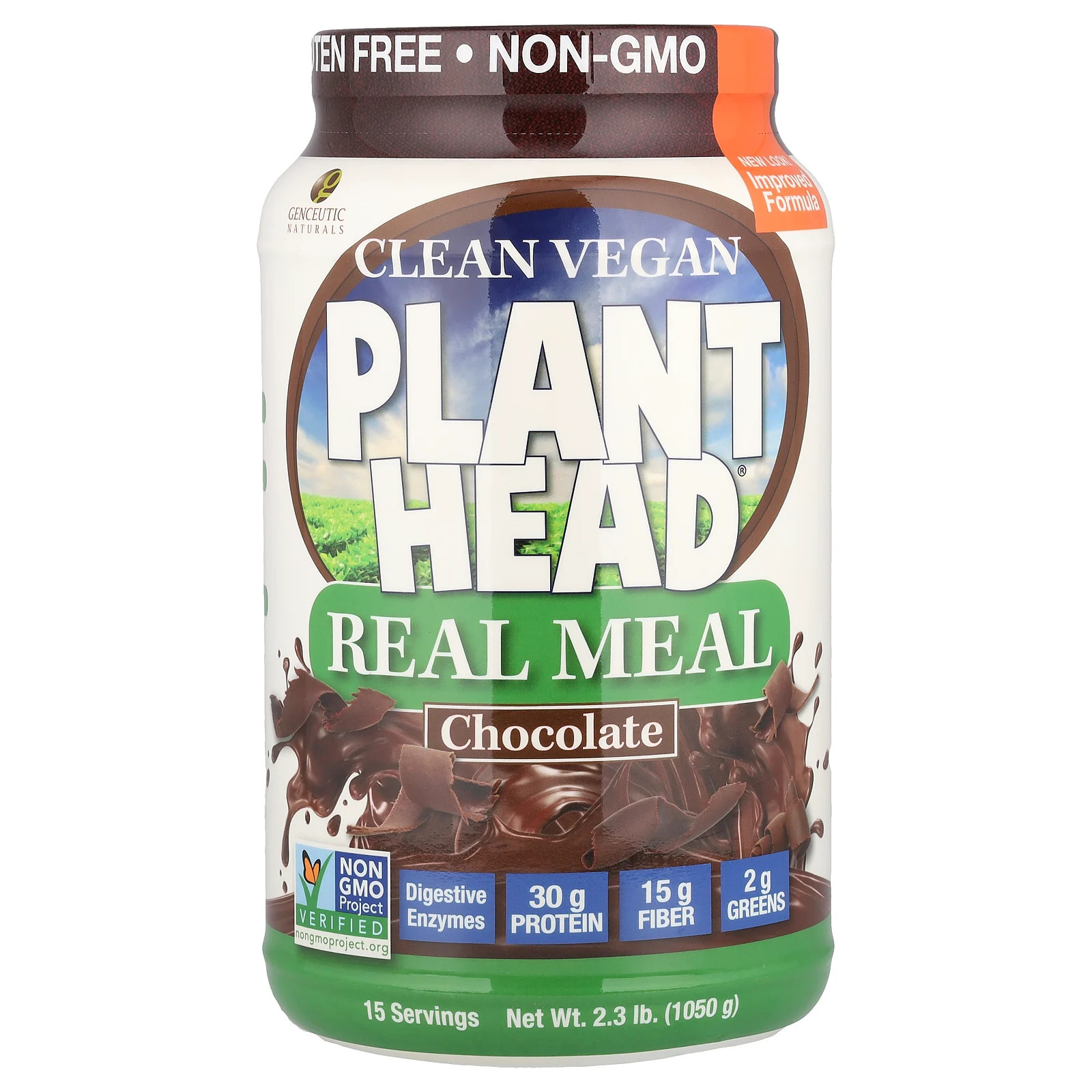Genceutic Naturals Plant Head Real Meal Chocolate 2 3 фунта 1050 г без молока 7390₽