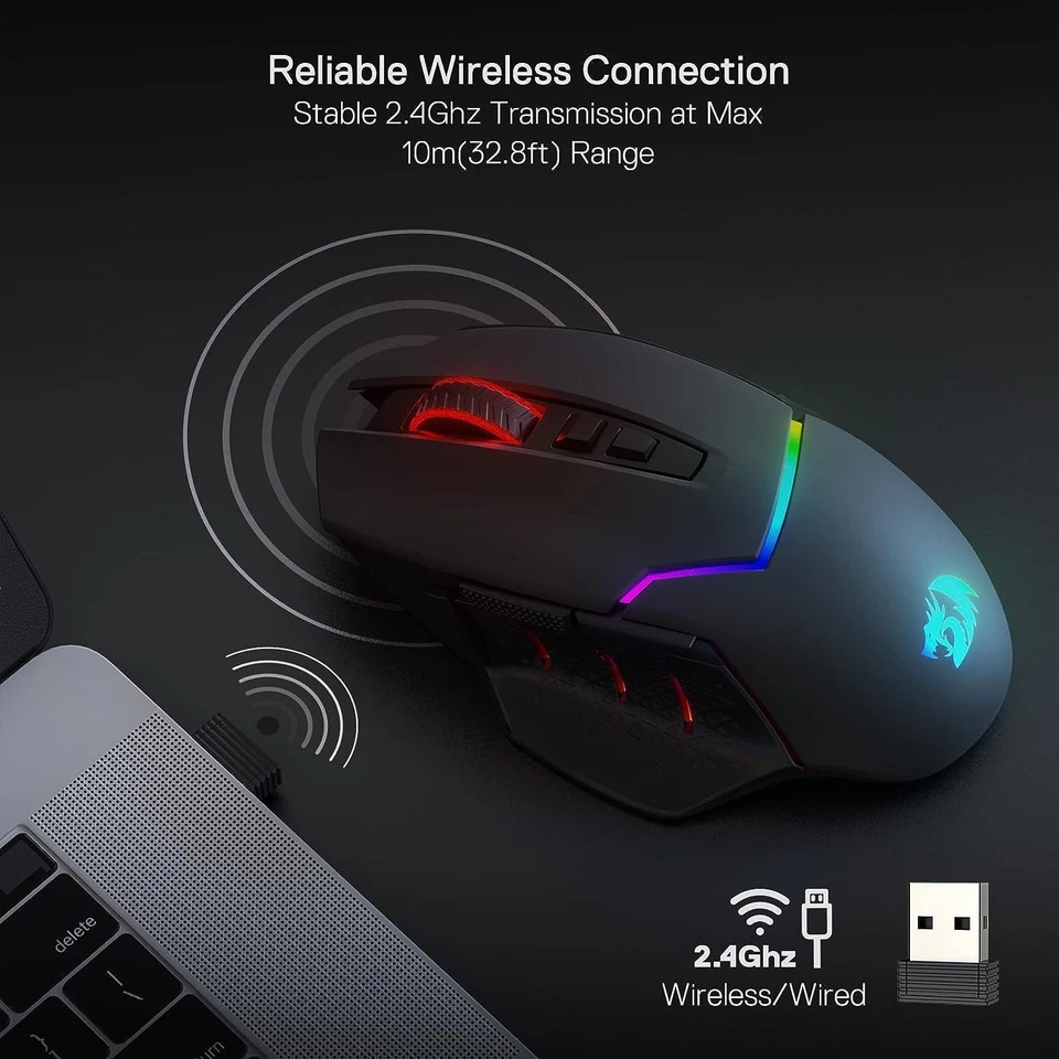 Wireless Gaming Mouse 8000 DPI, Rapid Fire Key, 8 Macro Buttons, Ergonomic De... - Image 4 of 4