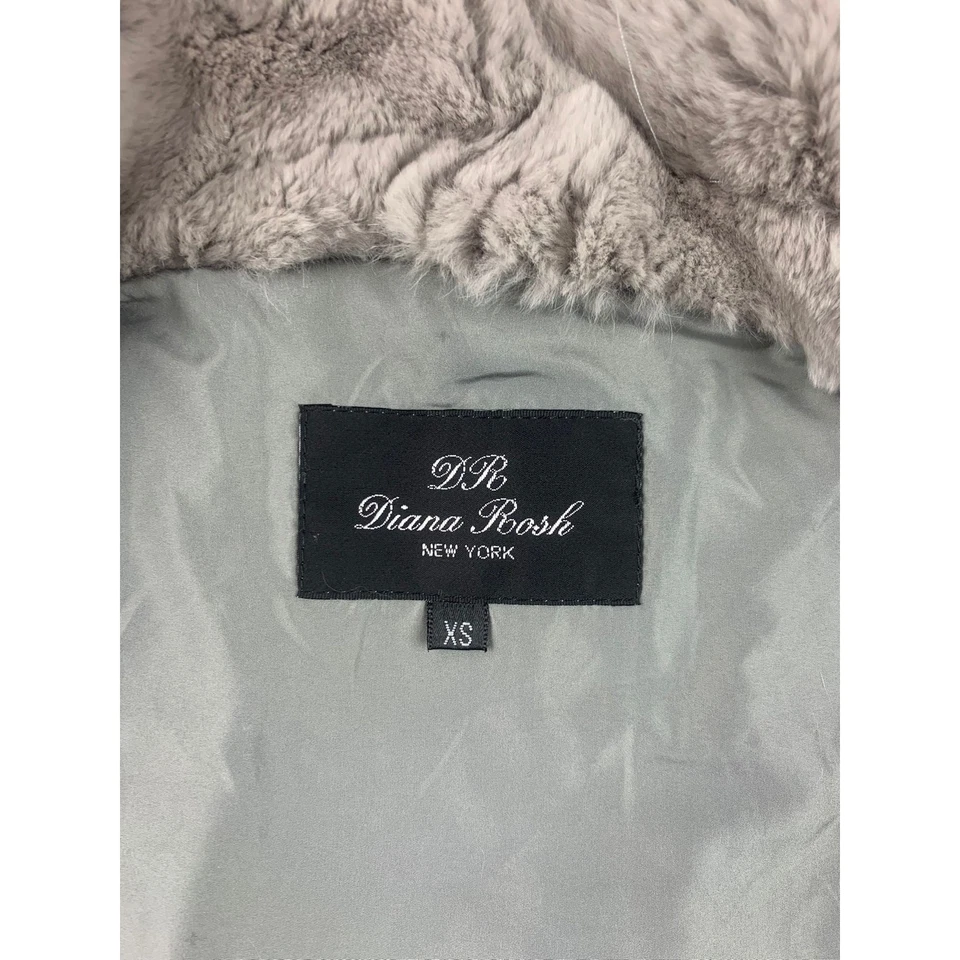 Diana Rosh New York Gray Coat Size XS %100 DOUBLE PLY WOOL WITH REX RABBIT FUR - Image 3 of 4