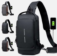 Anti-theft Men's Sling Crossbody Bag Chest Shoulder Messenger Backpack USB Port