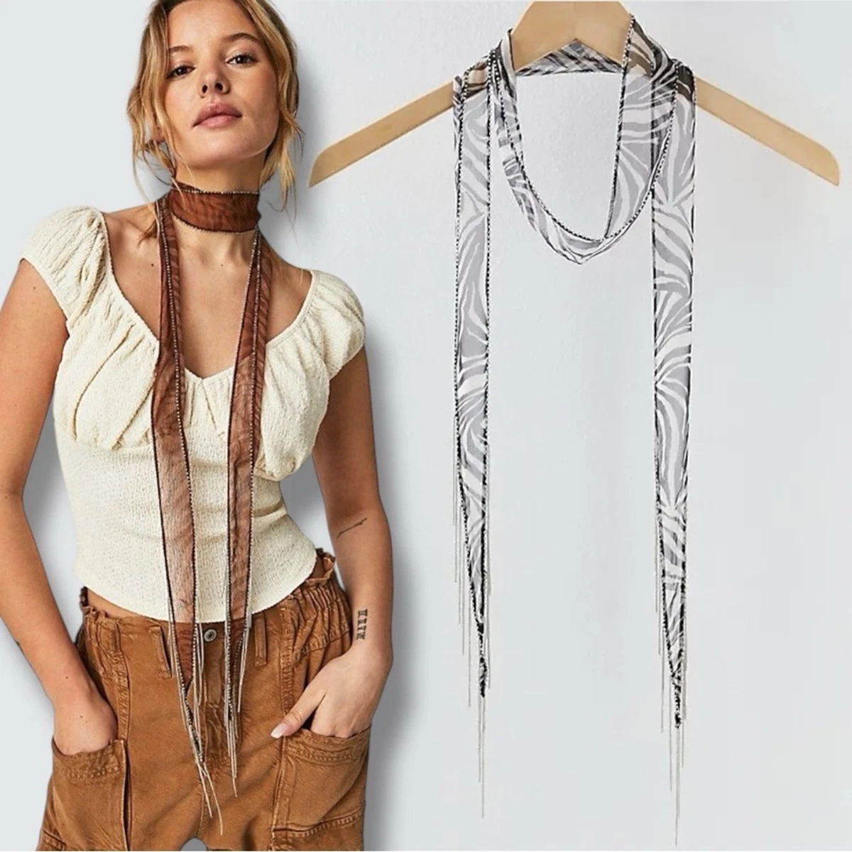 Free People Bohemian Damsel Metallic Beaded Crochet Wrap Belt & Skinny Scarf NWT Free People Bohemian Belts for Women for sale | eBay main image 3