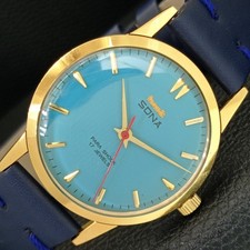 VINTAGE HMT SONA HAND-WINDING INDIAN MENS SKY BLUE COLOR DIAL WATCH a444056-1