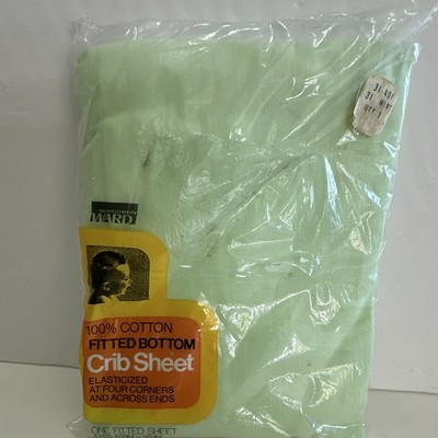 Vintage Montgomery Ward Nursery Coordinates Cotton Fitted Crib Sheet Green