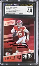 PATRICK MAHOMES SIGNED FOOTBALL CARD CHIEFS 2019 PANINI PRESTIGE CGC JSA AUTO 10