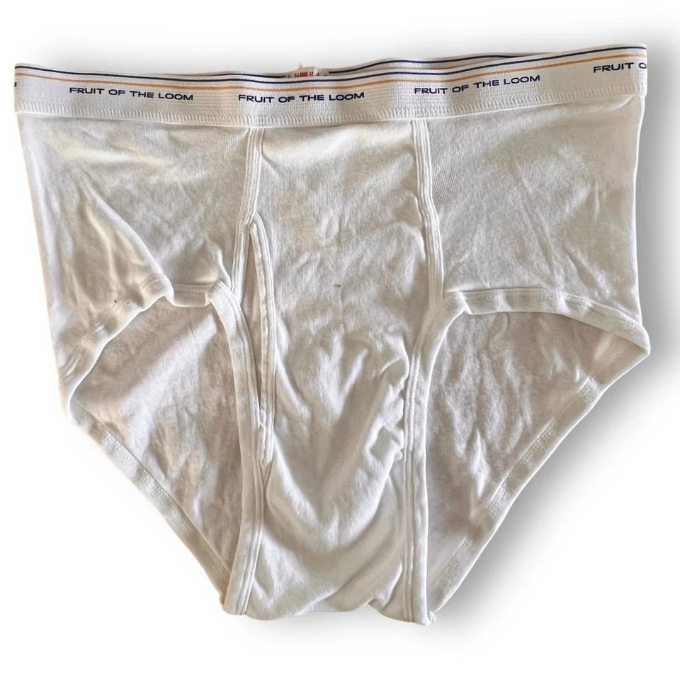Fruit of the Loom Brief Vintage 80s White Cotton Classic Fit Men’s XL 42-44 NOS - Image 2 of 4
