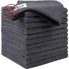 12 Pack Microfiber Cleaning Cloths 12.5x12.5 Grey Reusable Cleaning Towels