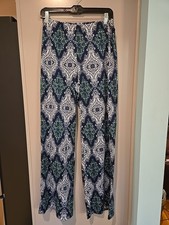 New Directions Palazzo PANTS Wide Leg Slinky Boho Hippie L