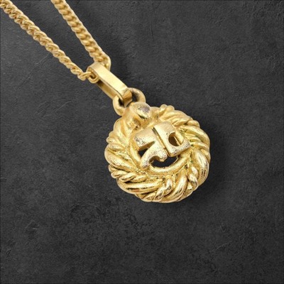 Courreges Vintage Gold Logo Necklace 43.5cm Authentic Jewelry