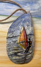 Mussel Shell Painting Wind Surfer Beach Art Hanging Gift