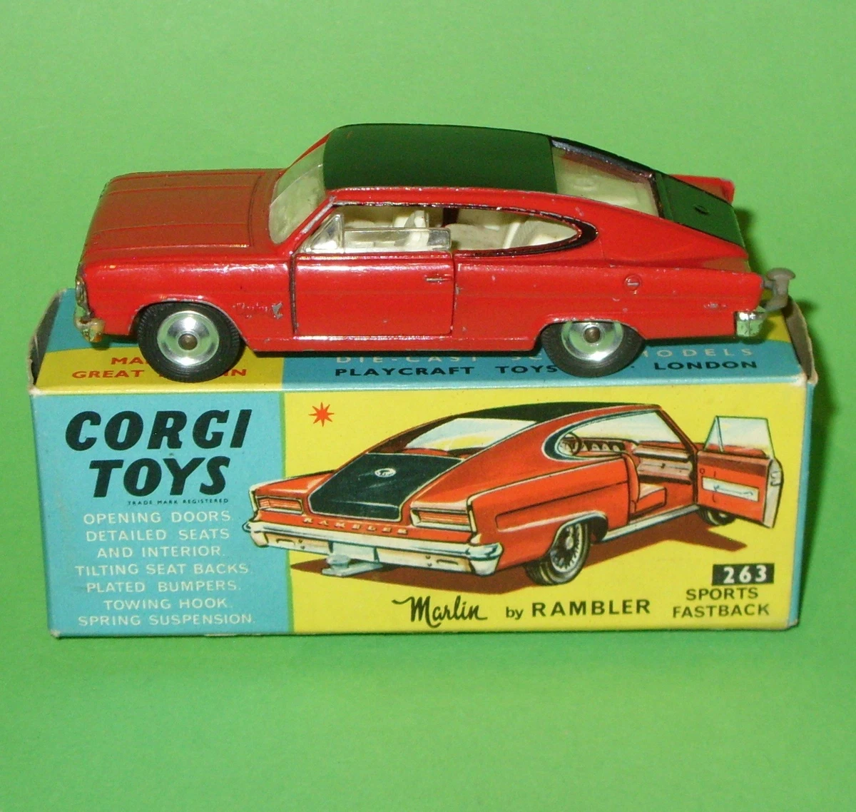 Corgi Toys 263 – Rambler Marlin Sports Fastback – Voiture Miniature Vintage – Années 60