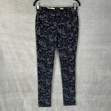 Pilcro Anthropologie Pants Womens 27 Navy Floral Serif Corduroy Stretch Skinny